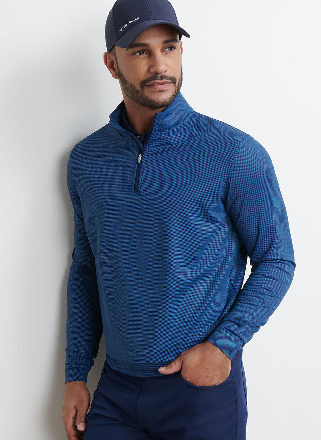 Peter Millar - Birdseye 1/4 Zip Blue Haze