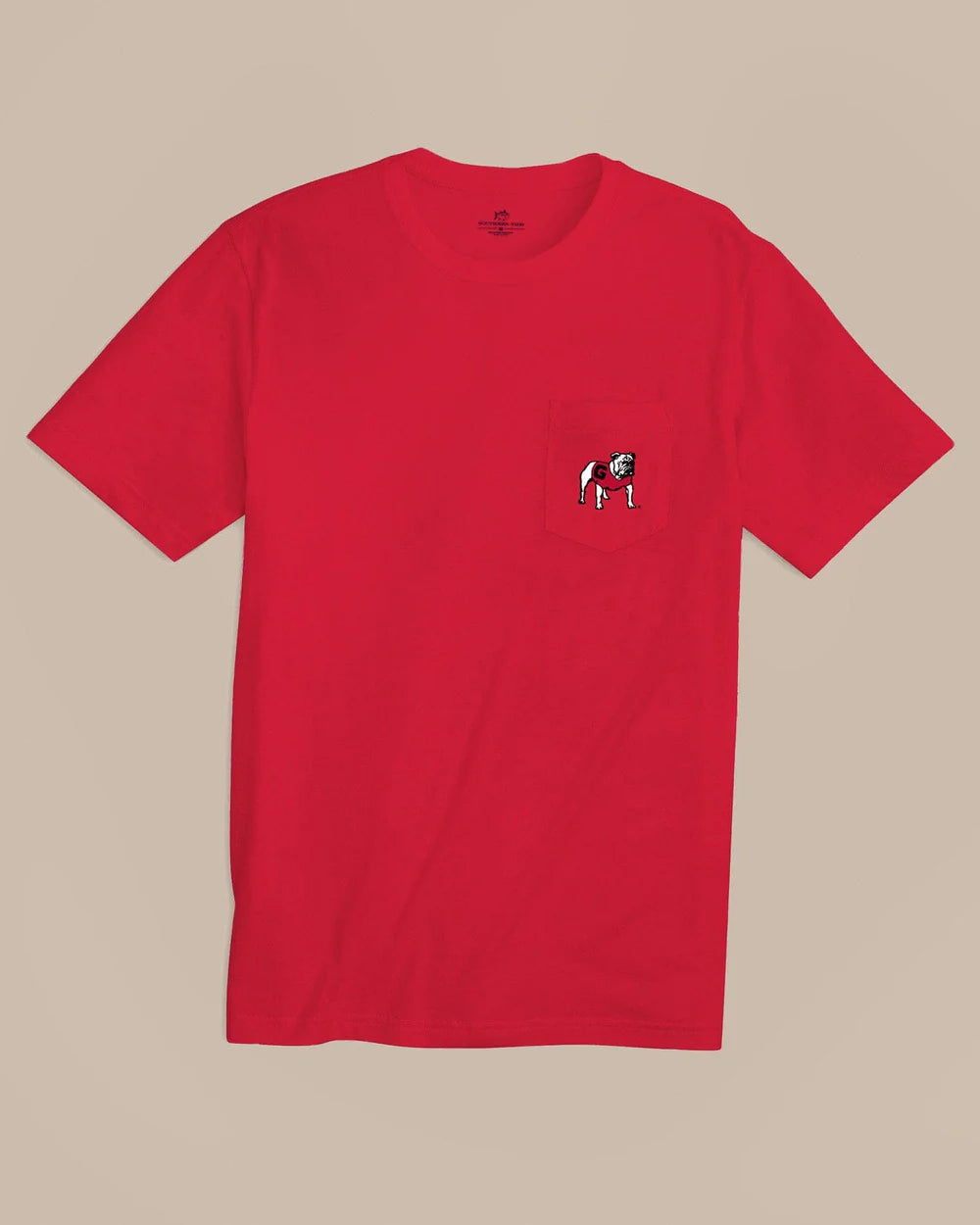 Southern Tide - UGA Pocket Tee Red - Standing Dog