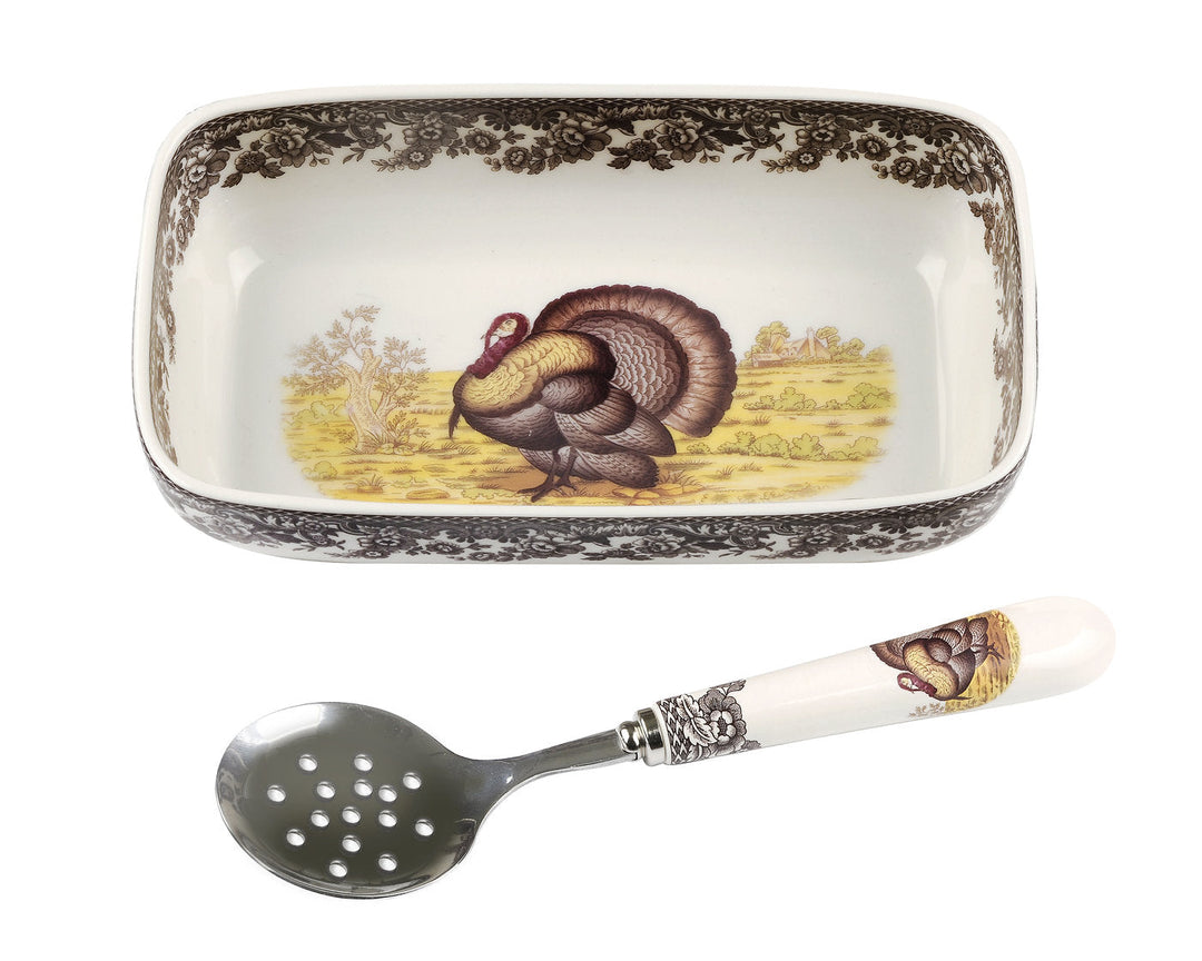 Spode - Cranberry Dish Turkey