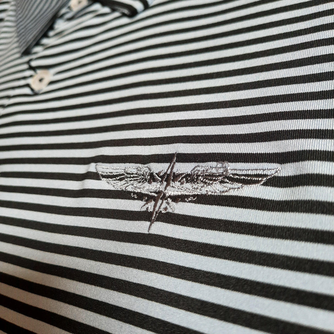TJ Bishop's - Black & Arctic Blue Stripe Polo