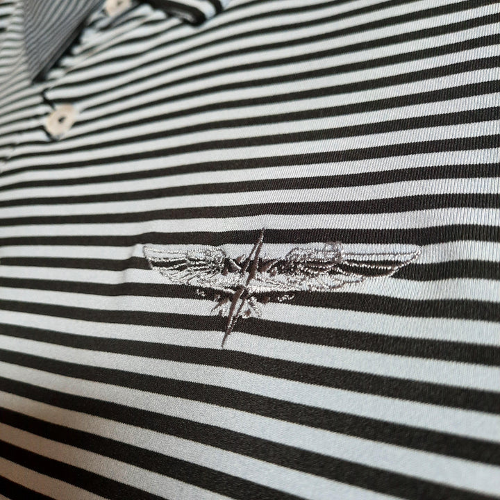 TJ Bishop's - Black & Arctic Blue Stripe Polo