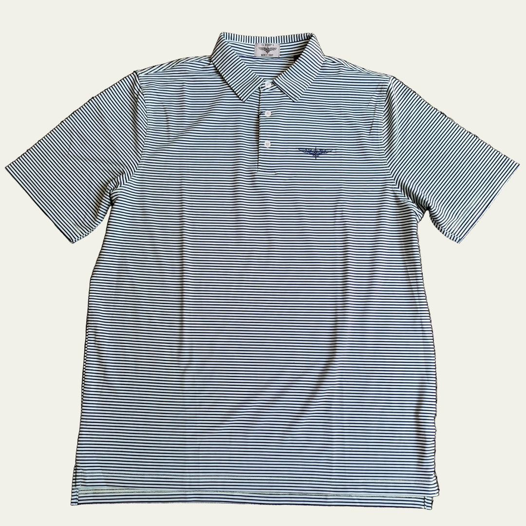 TJ Bishop's - Navy, White, & Mint Stripe Polo