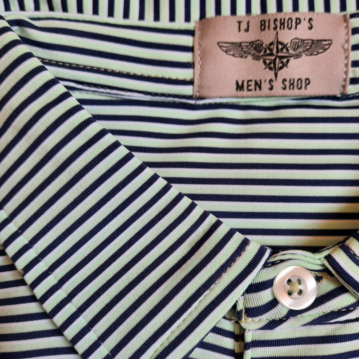 TJ Bishop's - Navy, White, & Mint Stripe Polo