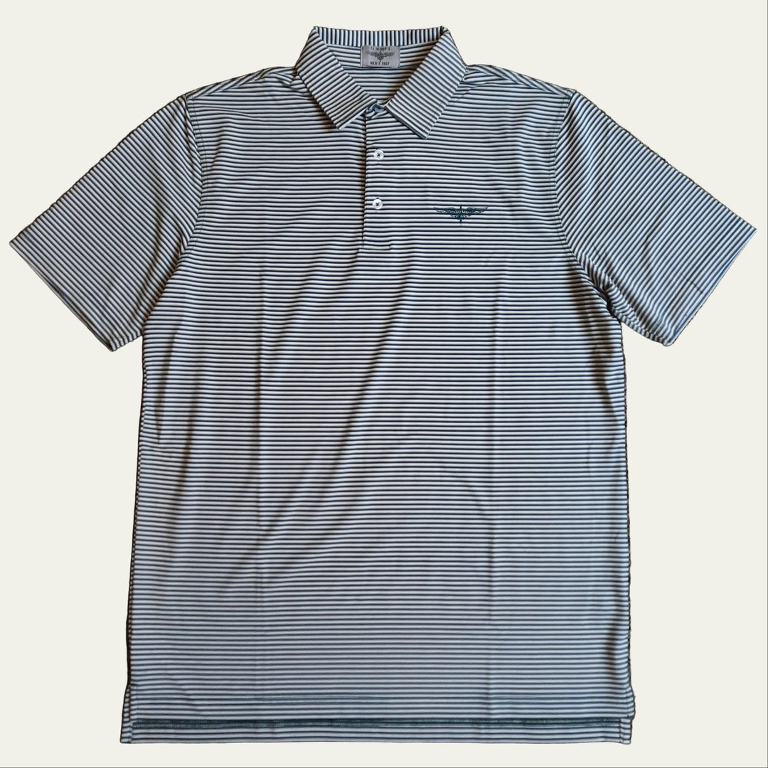 TJ Bishop's - Ecru, Teal, & White Stripe Polo
