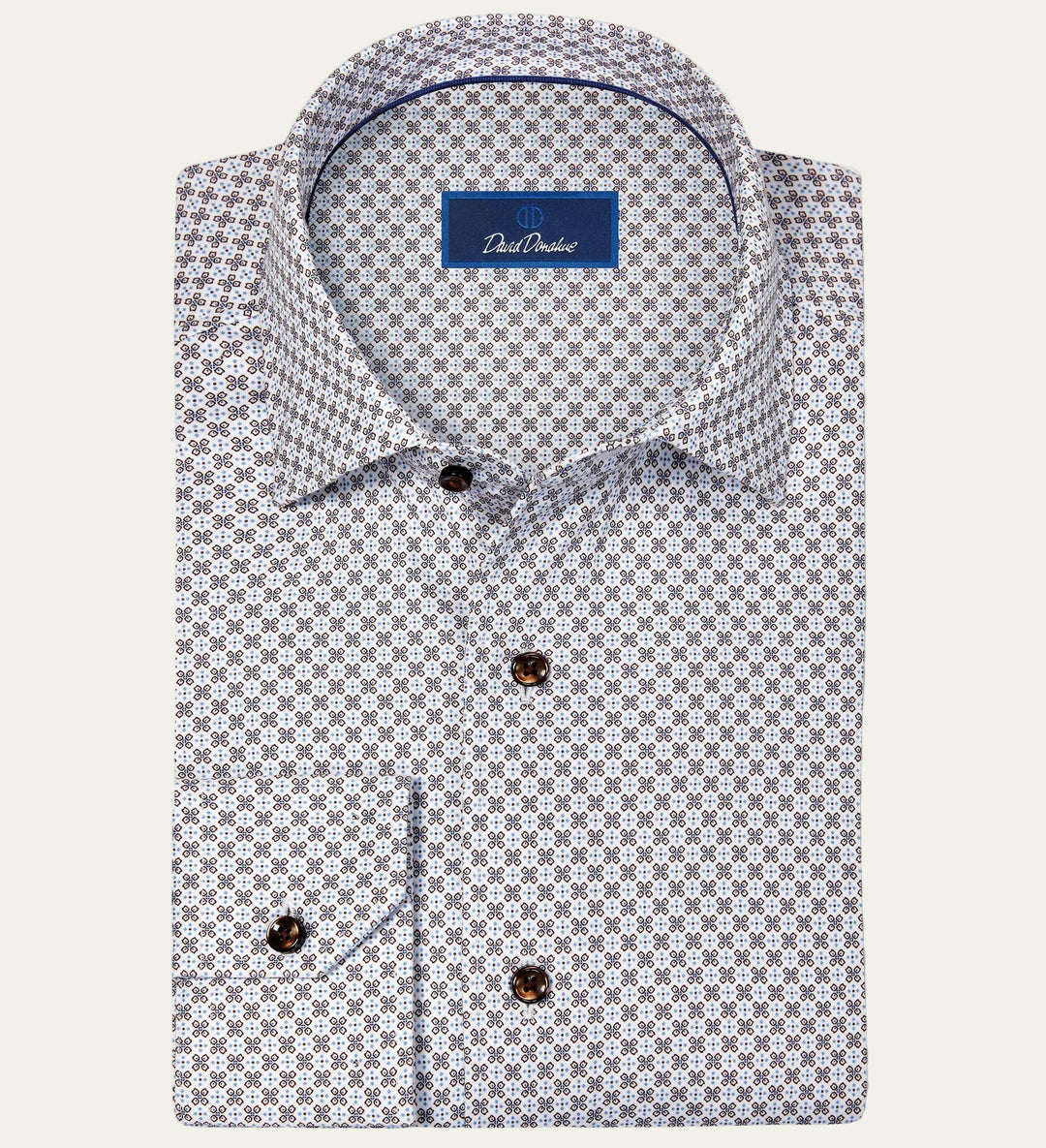 David Donahue - White/Chocolate Knit Shirt