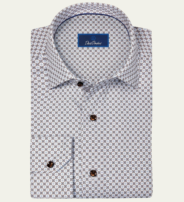 David Donahue - White/Chocolate Knit Shirt