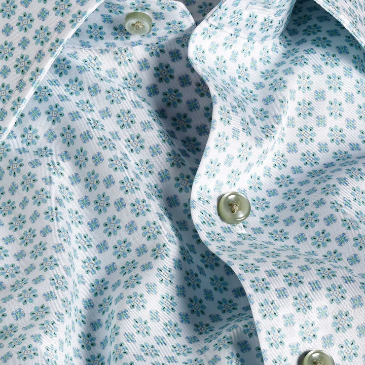 David Donahue - Casual Shirt White/Pistachio