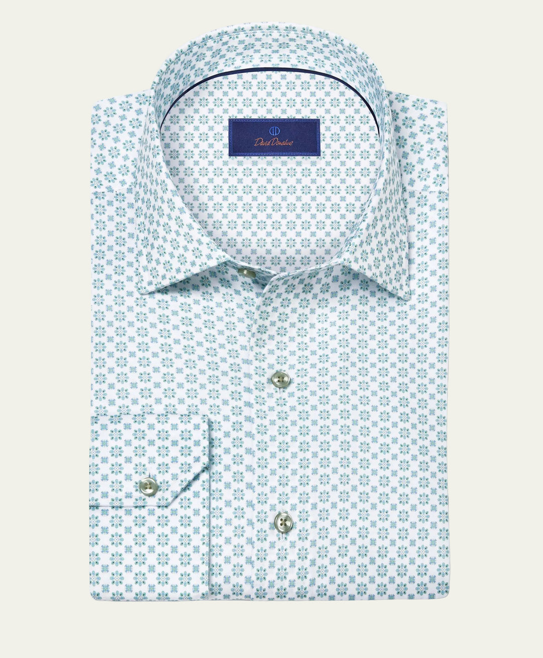 David Donahue - Casual Shirt White/Pistachio