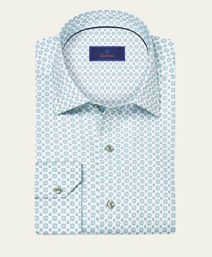 David Donahue - Casual Shirt White/Pistachio