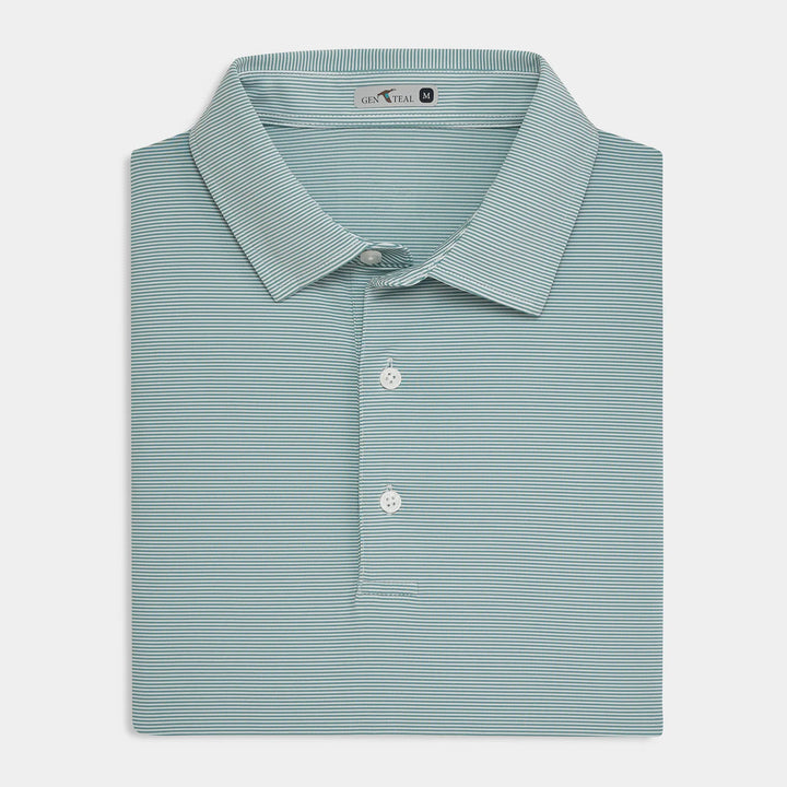 GenTeal - Club Pinstripe Performance Polo Trellis