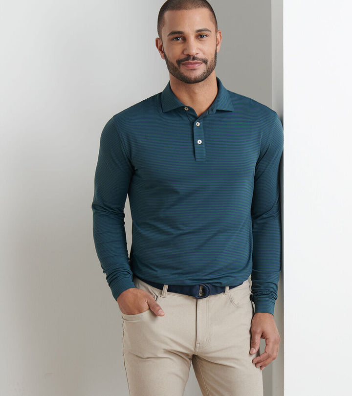 Peter Millar - Lyons Stripe Polo Nordic Pine