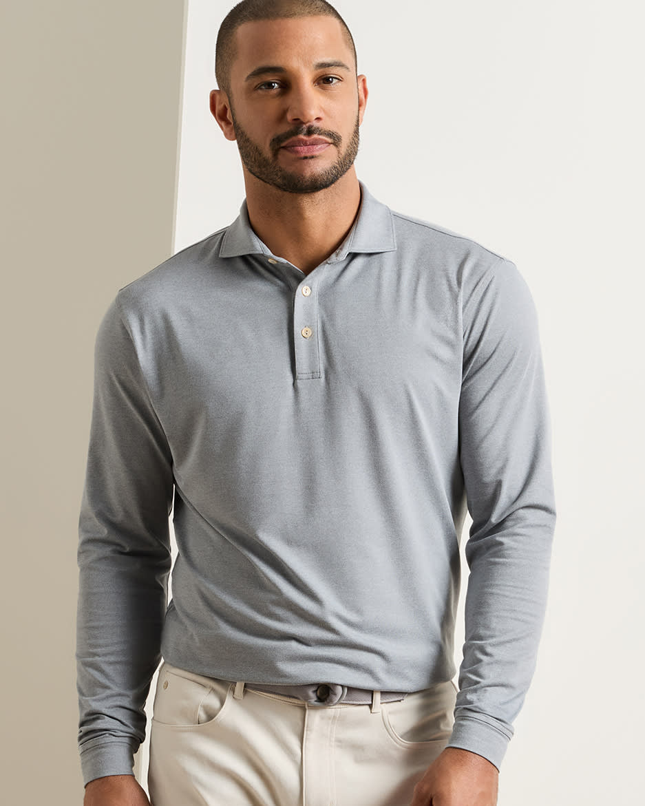 Peter Millar - Lyons Long Sleeve Polo Gale Gray
