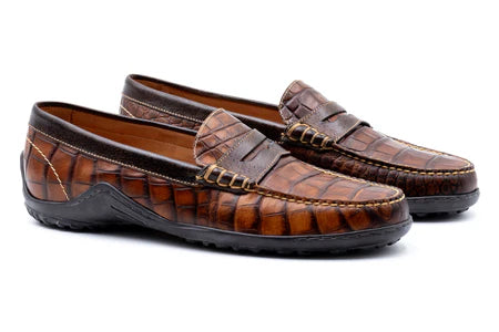 Martin Dingman - Shoe Bill Penny Chestnut/Alligator Grain