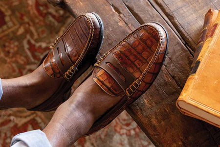 Martin Dingman - Shoe Bill Penny Chestnut/Alligator Grain