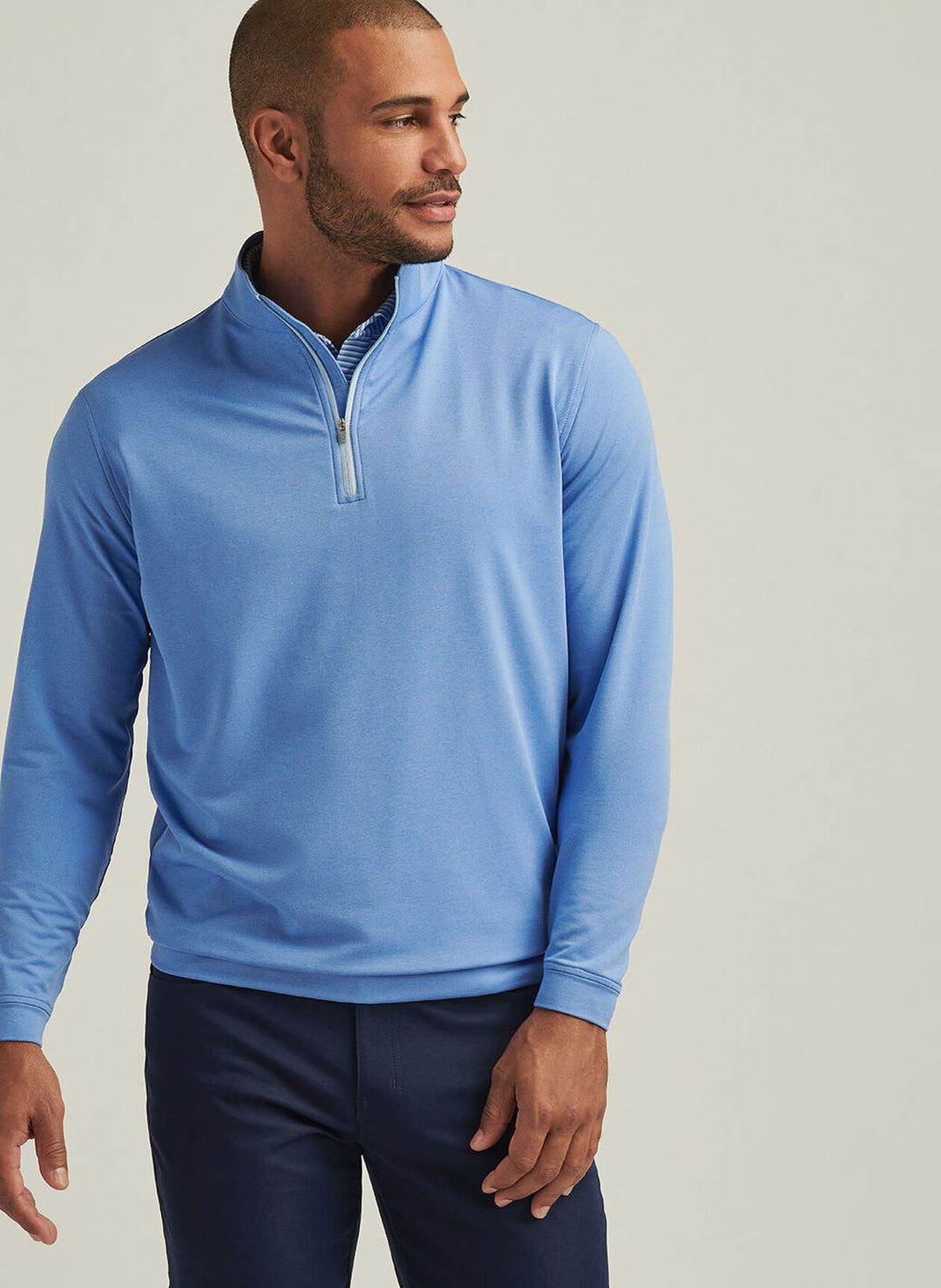 Peter Millar - 1/4 Zip Perth Melange Blue Sea