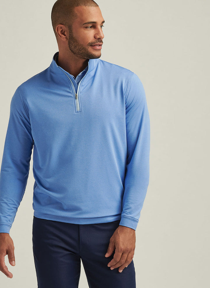 Peter Millar - 1/4 Zip Perth Melange Blue Sea