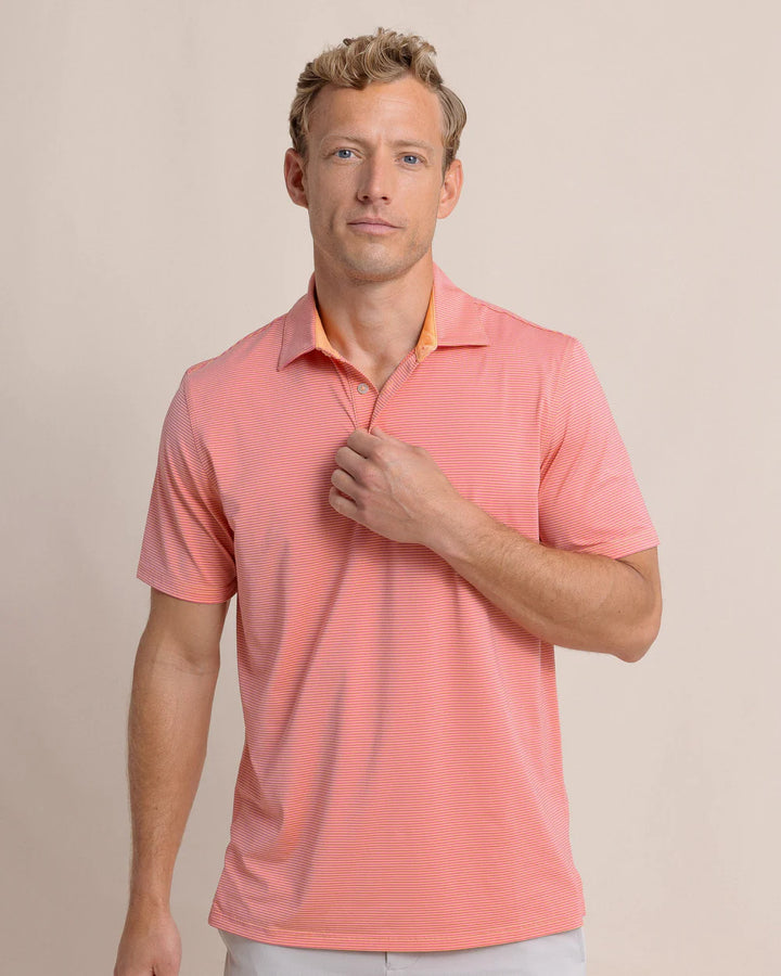 Southern Tide - Meadowbrook Stripe Polo Cantaloupe