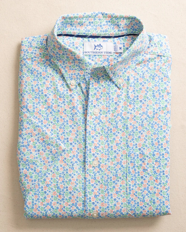 Southern Tide - Petal Party Short Sleeve Sport Shirt Jade Green