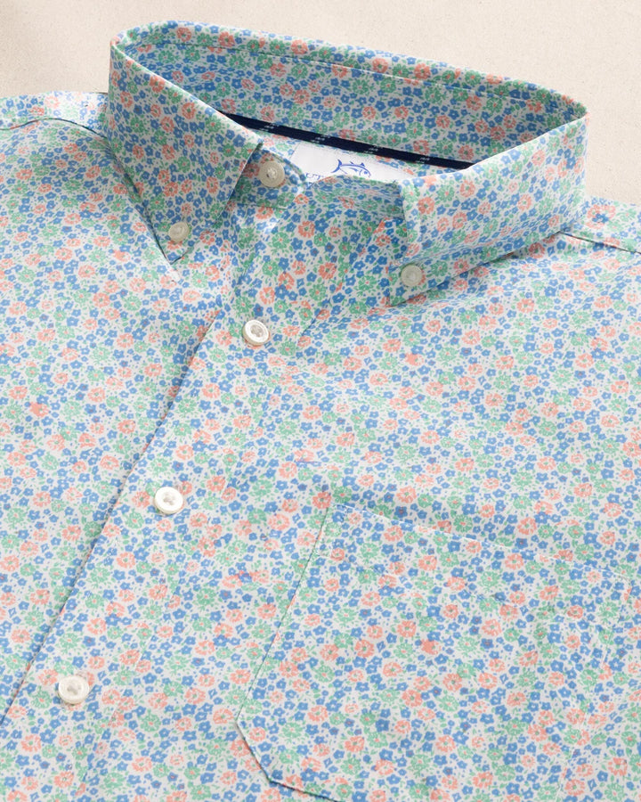 Southern Tide - Petal Party Short Sleeve Sport Shirt Jade Green