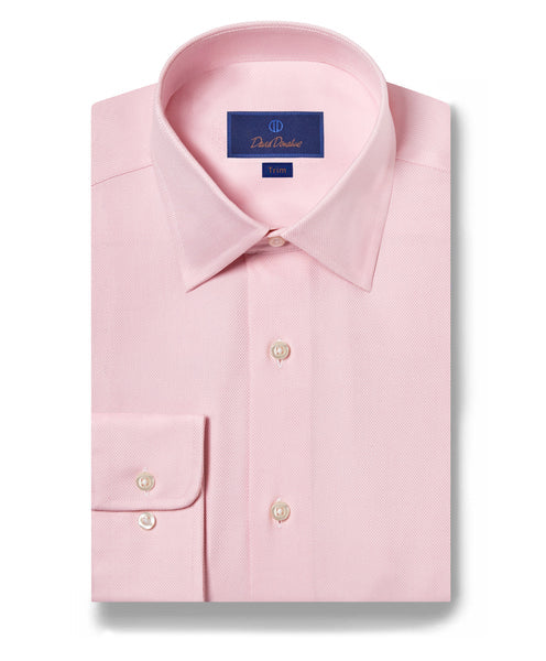 David Donahue - Trim Fit Royal Oxford Pink Dress Shirt