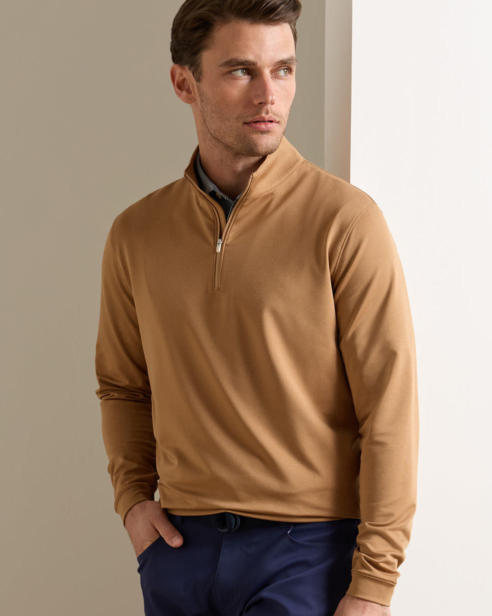 Peter Millar - Perth Mélange 1/4 Zip Dark Amber