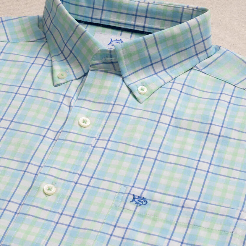 Southern Tide - Master Plaid Sport Shirt Tropical Breeze Blue