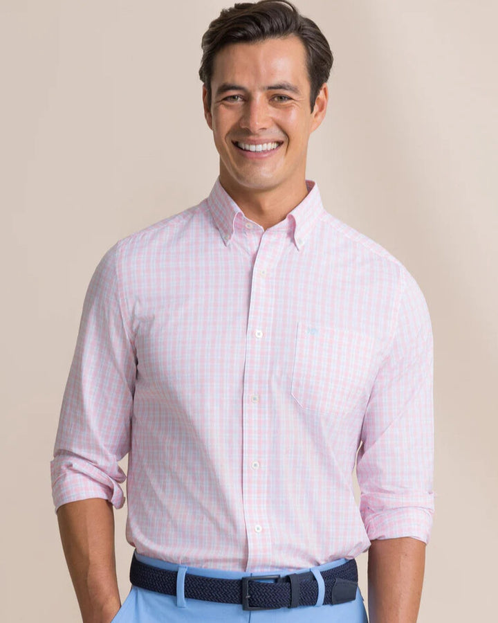 Southern Tide - Precheck Plaid Shirt Orchid Pink